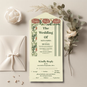 Classic  Art Nouveau Wedding All In One Invitation