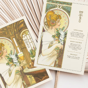 Classic Art Nouveau Wedding Menu Card Vintage