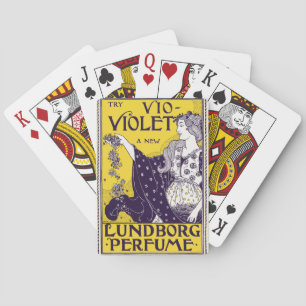 Classic Art Nouveau Woman Purple Flowers Artwork Playing Cards