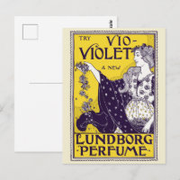 Classic Art Nouveau Woman Purple Flowers Artwork