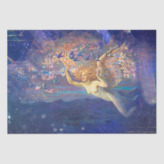 *~* Classic Art Woman Flying Fairy  Ephemera AP14 Tissue Paper (Front)