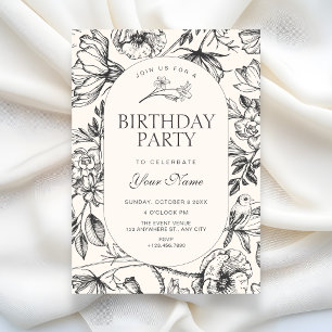 Classic artistic floral birthday invitation