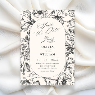 Classic artistic floral birthday save the date