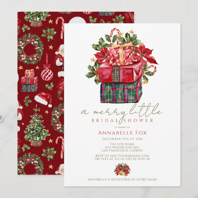 Classic Assorted Presents Christmas Bridal Shower Invitation (Front/Back)