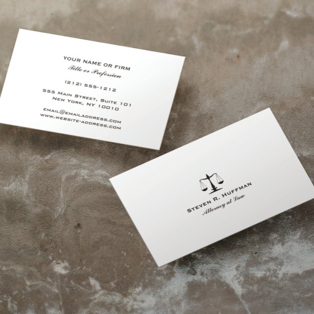 Classic Attorney at law Justice Scale Professional Business Card (Creator Uploaded)