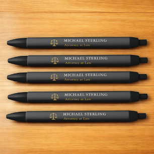 Classic Attorney Scales of Justice Black Gold Ink Pen
