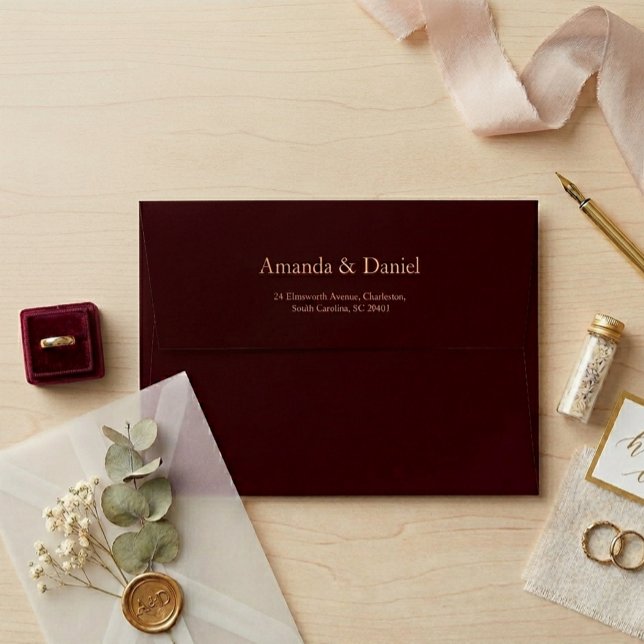 Classic Auburn Brown Gold Wedding Envelope (Creator Uploaded)