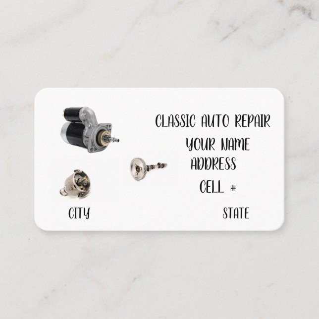 Classic Auto Repair Business Card (Front)