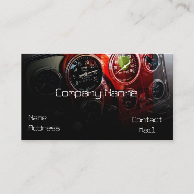 Classic automotive speed gauge in red business card (Front)