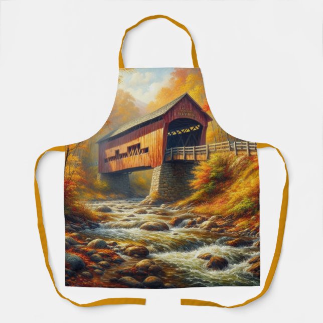 classic, autumn covered bridge apron (Front)