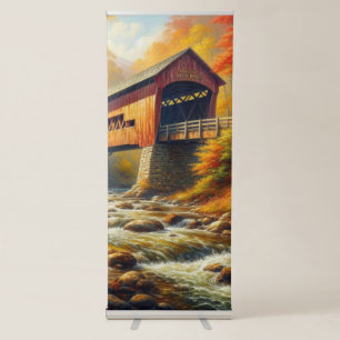classic, autumn covered bridge retractable banner