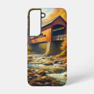 classic, autumn covered bridge samsung galaxy case