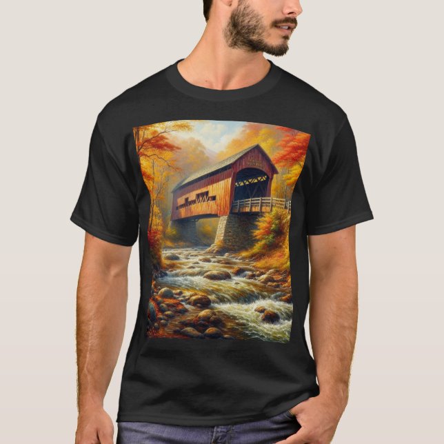 classic, autumn covered bridge T-Shirt (Front)