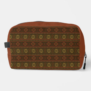 Classic Autumn/fall fair isle/colorwork patterned Dopp Kit