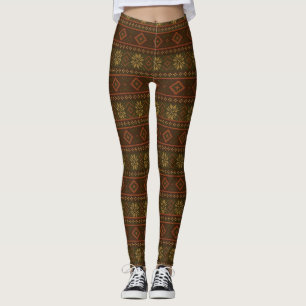 Classic Autumn/fall fair isle/colorwork patterned Leggings