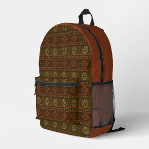 Classic Autumn/fall fair isle/colorwork patterned  Printed Backpack