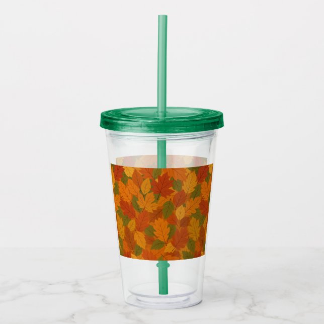 Classic Autumn/fall leaves patterned  Acrylic Tumbler (Front)