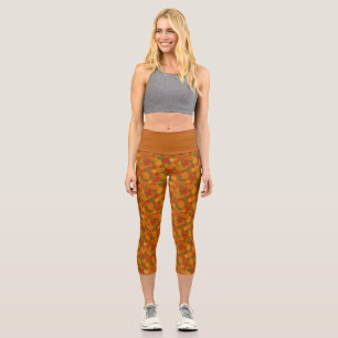 Classic Autumn/fall leaves patterned  Capri Leggings