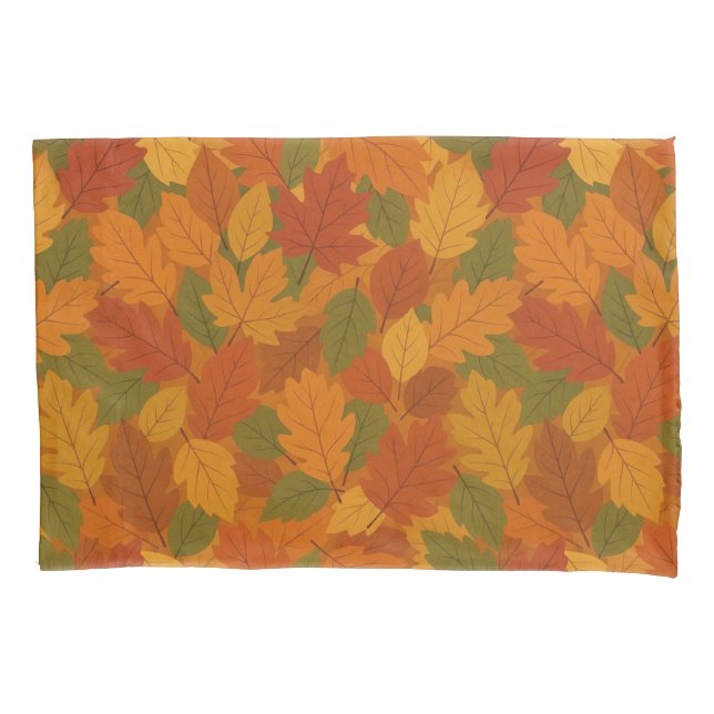 Classic Autumn/fall leaves patterned  Pillowcase (Front)