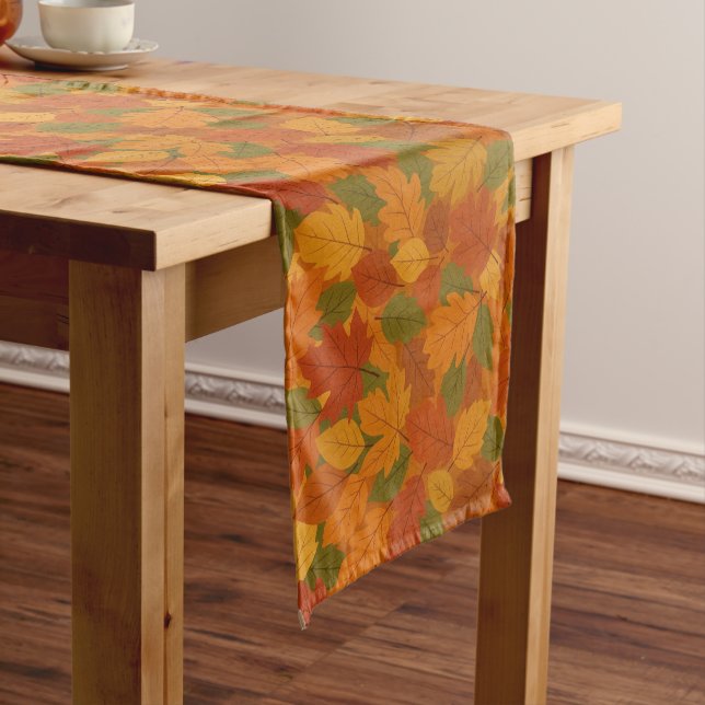 Classic Autumn/fall leaves patterned  Short Table Runner (In Situ)