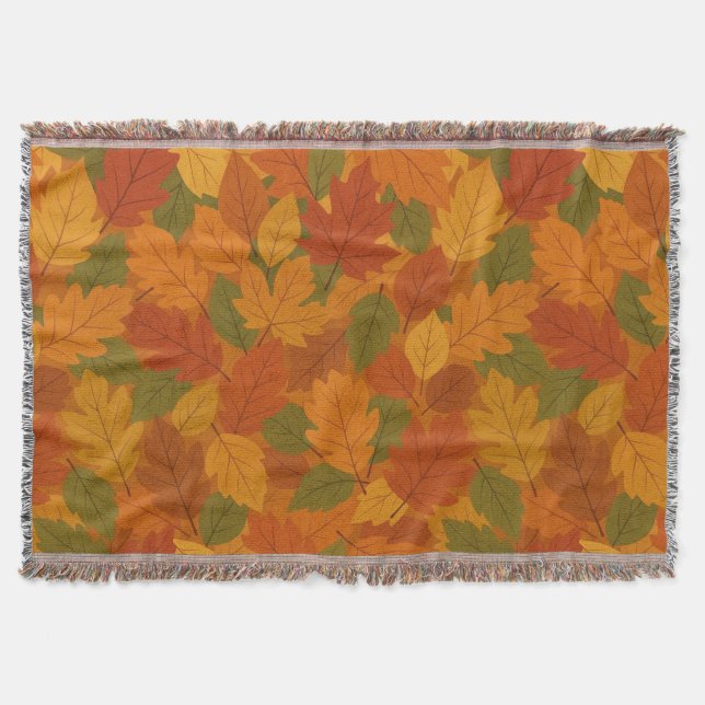 Classic Autumn/fall leaves patterned  Throw Blanket (Front)