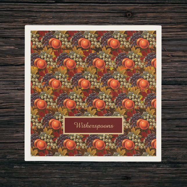 Classic Autumn Leaf and Thanksgiving Fruit Harvest Napkin (Creator Uploaded)