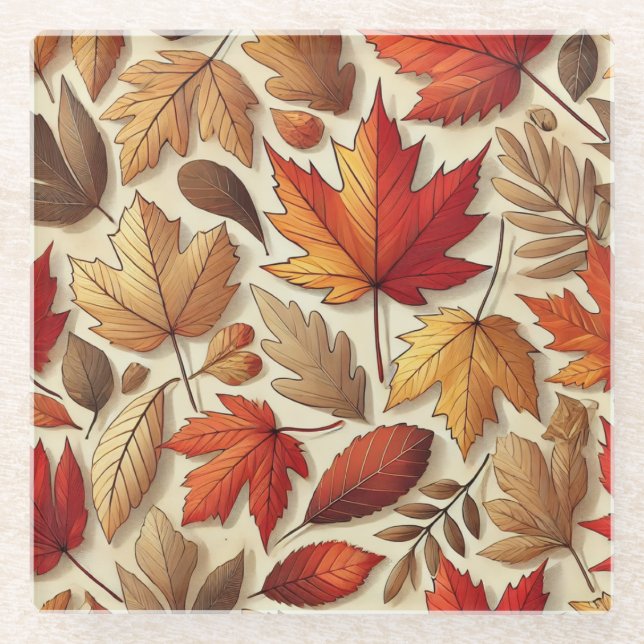 classic Autumn leaves Glass Coaster (Front)