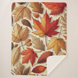 classic Autumn leaves Sherpa Blanket