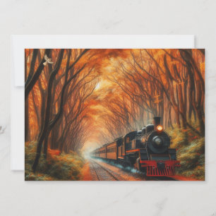 classic Autumn train Invitation
