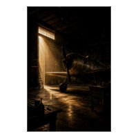 Classic Aviation Hangar Golden Light Poster