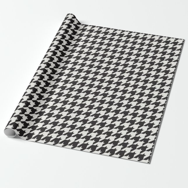 Classic B&W Houndstooth Pattern Wrapping Paper (Unrolled)