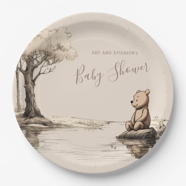 Classic Baby Bear Forest | Baby Shower Paper Plate (Front)