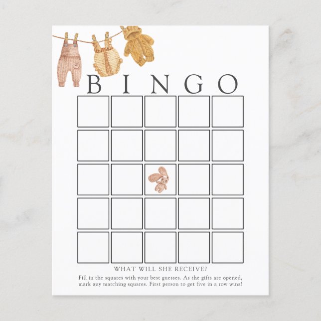 Classic Baby Bingo Game Card (Front)
