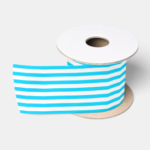 Classic Baby Blue & White Nautical Striped Preppy Satin Ribbon