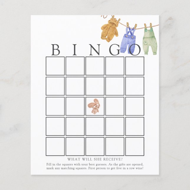 Classic Baby Boy Baby Bingo Game Card (Front)