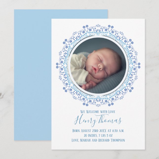 Classic Baby Boy Blue Photo Simply Sweet (Front/Back)