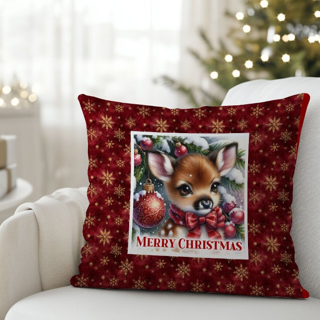 Classic Baby Fawn Winter Scene Kids Room Decor  Cushion (Classic Baby Fawn Winter Scene Kids Room Decor Christmas Pillow

)