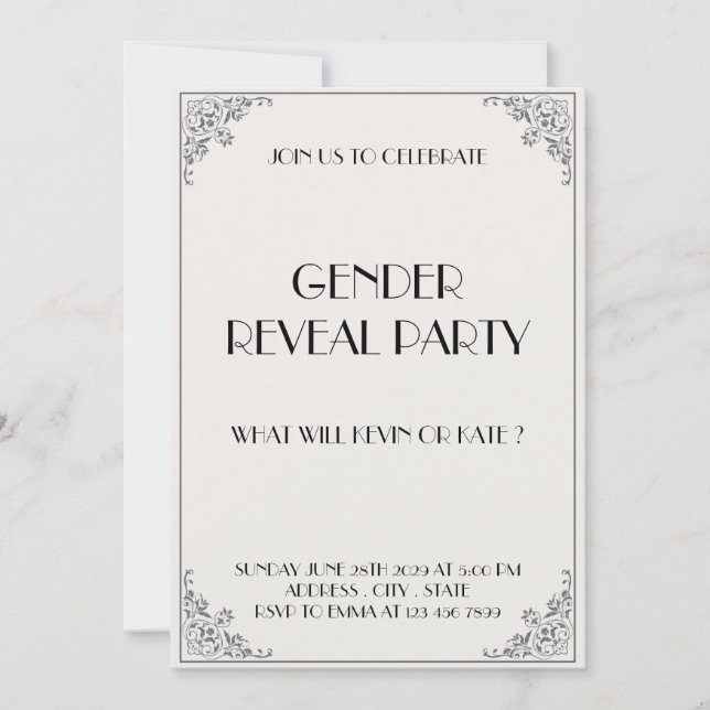 Classic Baby Gender Reveal Party Invitation (Front)