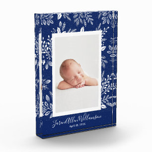 Classic Baby Newborn Birth Photo Custom Block