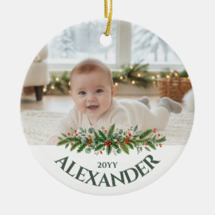 Classic Baby’s First Christmas Photo Ceramic Tree Decoration