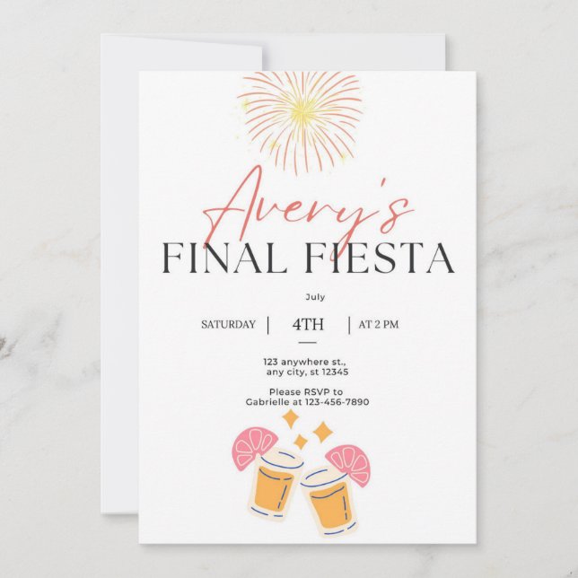 Classic Bachelorette Party Invitation with Shots (Front)
