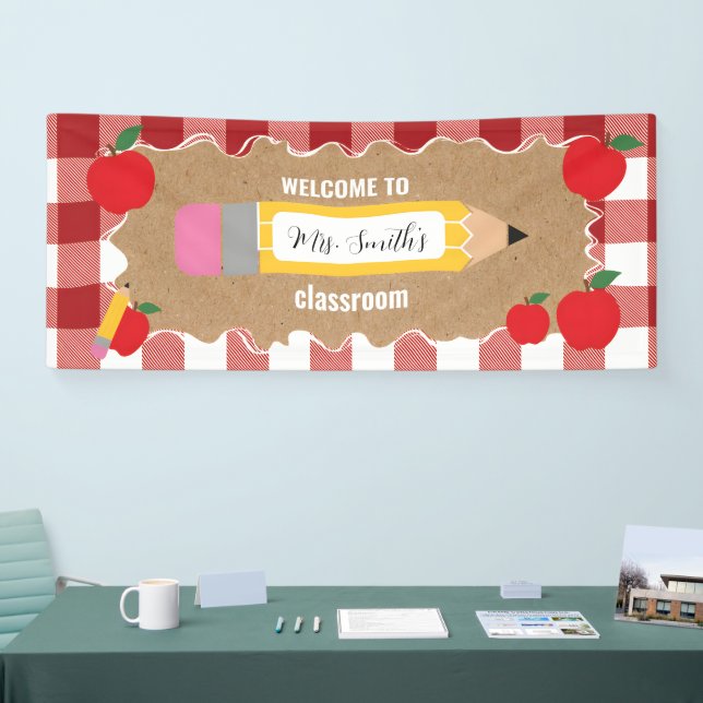 classic back to school look red gingham  banner (Tradeshow)