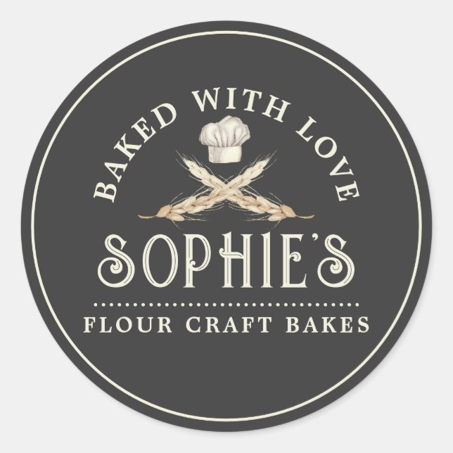 Classic Baker Logo Pastry Chef Black Product Label (Front)