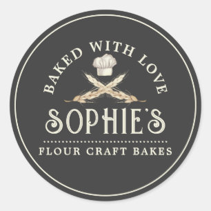 Classic Baker Logo Pastry Chef Black Product Label