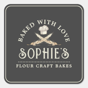 Classic Baker Logo Pastry Chef Black Product Label
