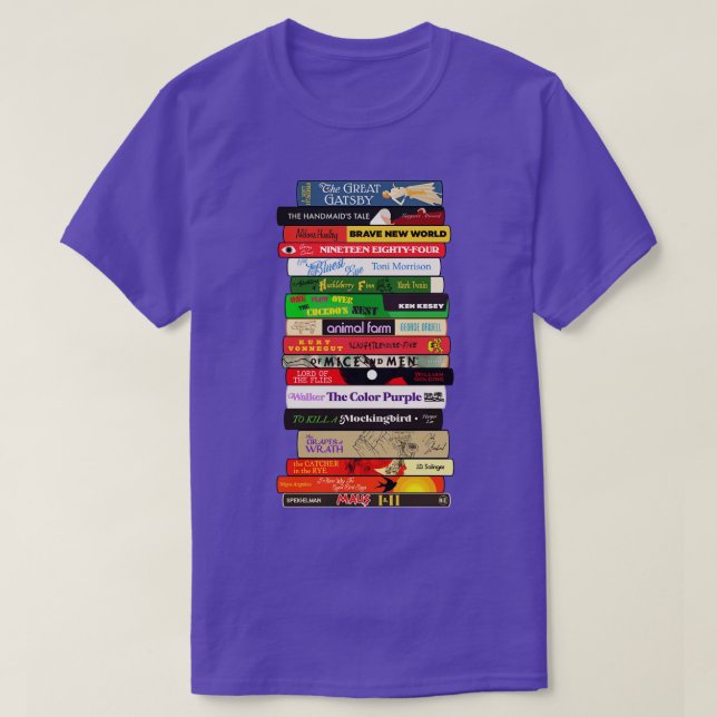 Classic Banned Books Stack T-Shirt (Design Front)