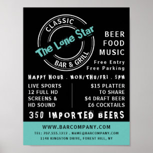 Classic Bar & Grill Logo, Pub/Brewery Advertising Poster