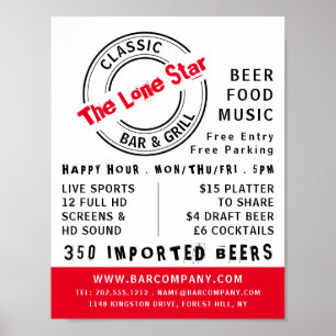 Classic Bar & Grill Logo, Pub/Brewery Advertising Poster