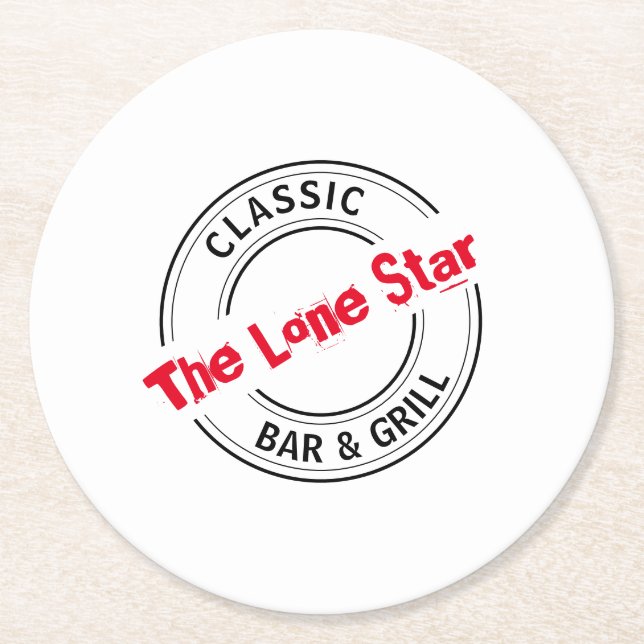 Classic Bar & Grill Logo, Pub/Brewery Round Paper Coaster (Front)