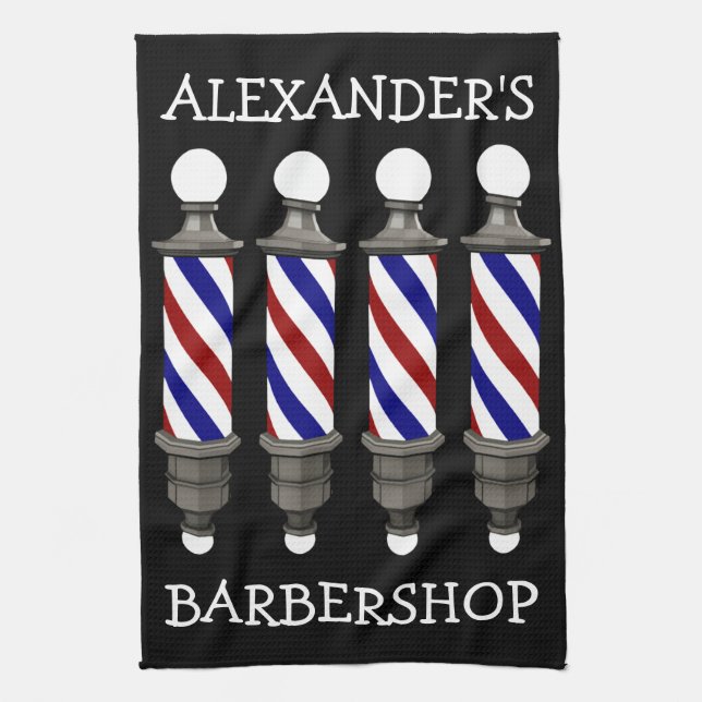 Classic Barber Poles Bar Towel Personalise (Vertical)